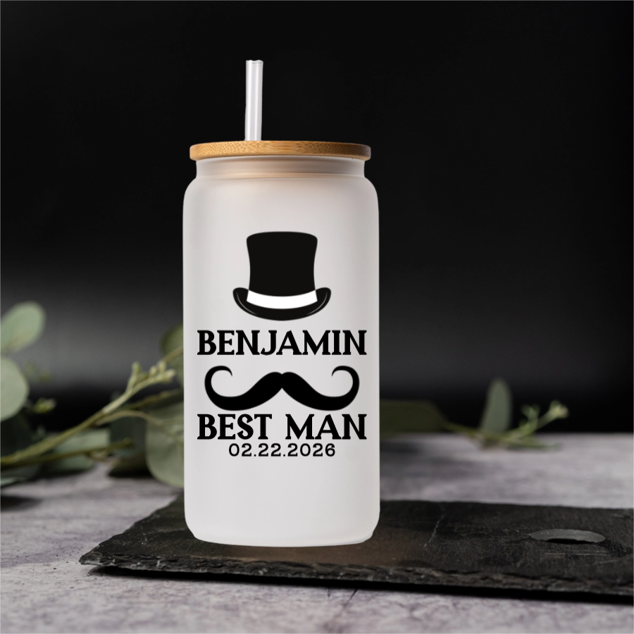Customized Glass Cans - Groomsmen, Bridesmaids, Best Man