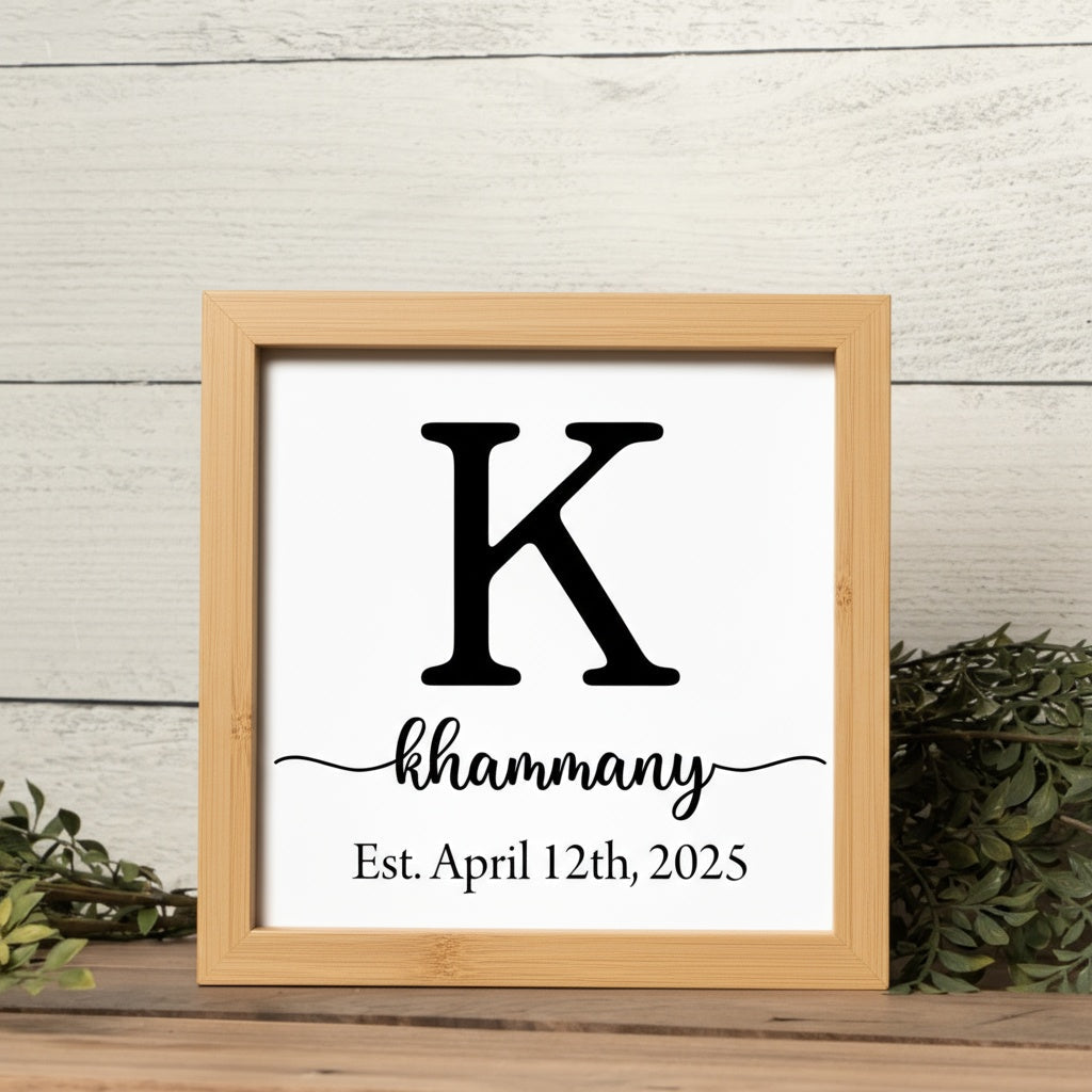 Customized Family Name Sign with Initial