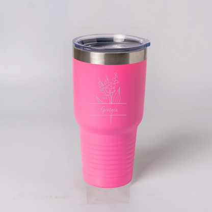 Customized 30oz Tumblers with Split Birth Flower
