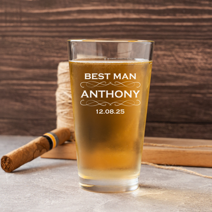 Customized Pint Glass - Wedding designs
