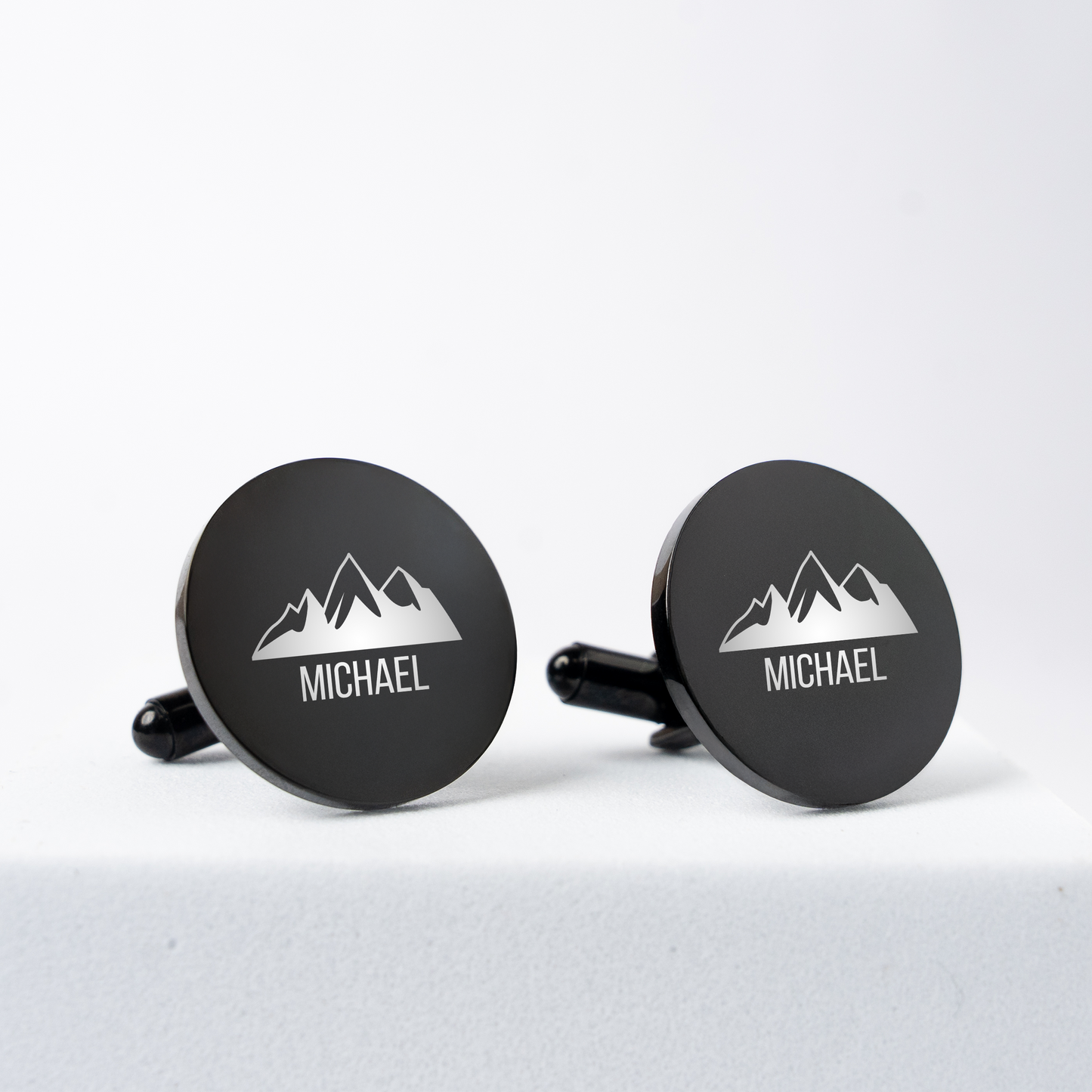 Customizable Round Black Cufflinks