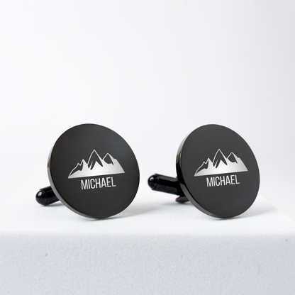 Customizable Round Black Cufflinks