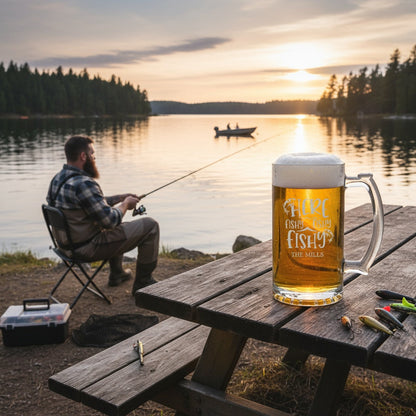 Customized 25oz Beer Mug with Fishing Designs