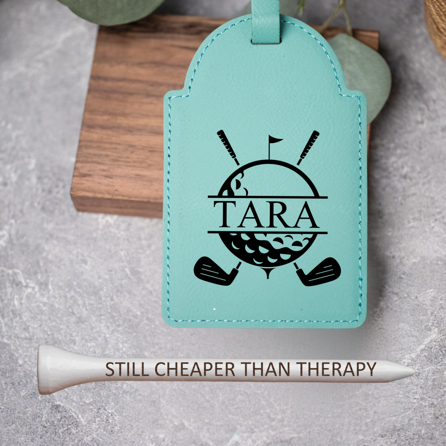 Customized Golf Bag Tag & Custom Engraved Tees