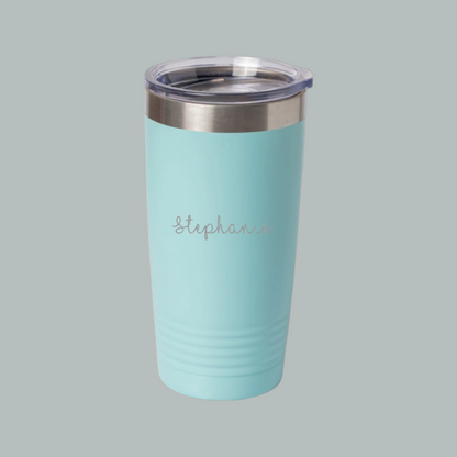 Customized Engraved 20oz Tumbler with Silver Lip - Script