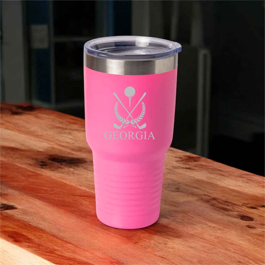Customized 30oz Golf Tumbler with Silver Lip