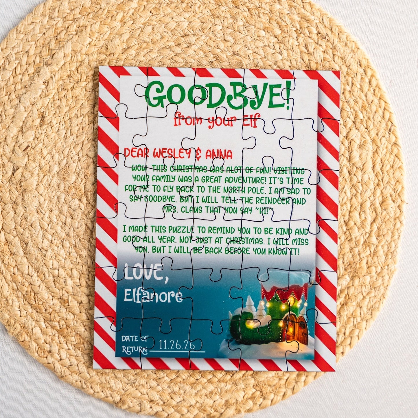 Custom Elf Puzzles - Hello or Goodbye Christmas Jigsaw