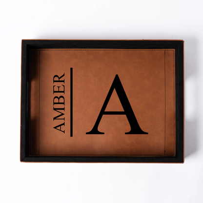Customized Brown Leather Serving Tray