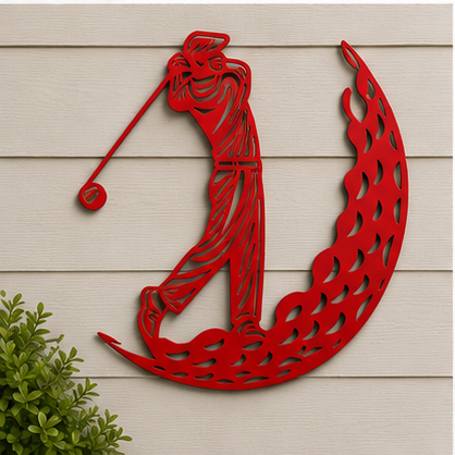 Golfer Silhouette Metal Wall Art