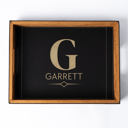 Customized Black Vegan Leather Serving Tray