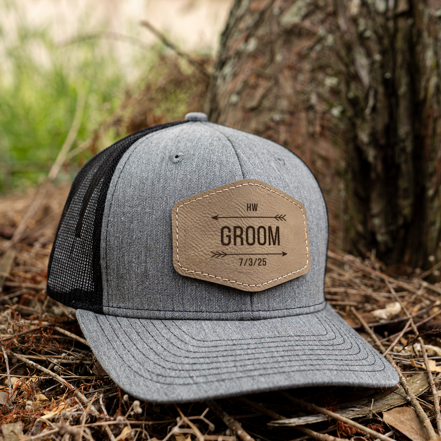 Custom Groom & Groomsmen Hats- Leather Patch
