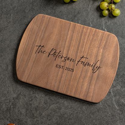 Customized Thin Oval Cutting Boards - Elegant Name & Date Designs