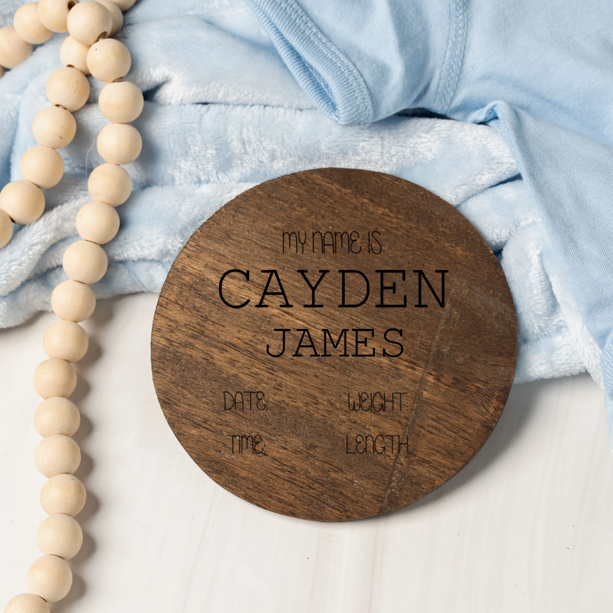 Customized Baby Announcement Wood Circles