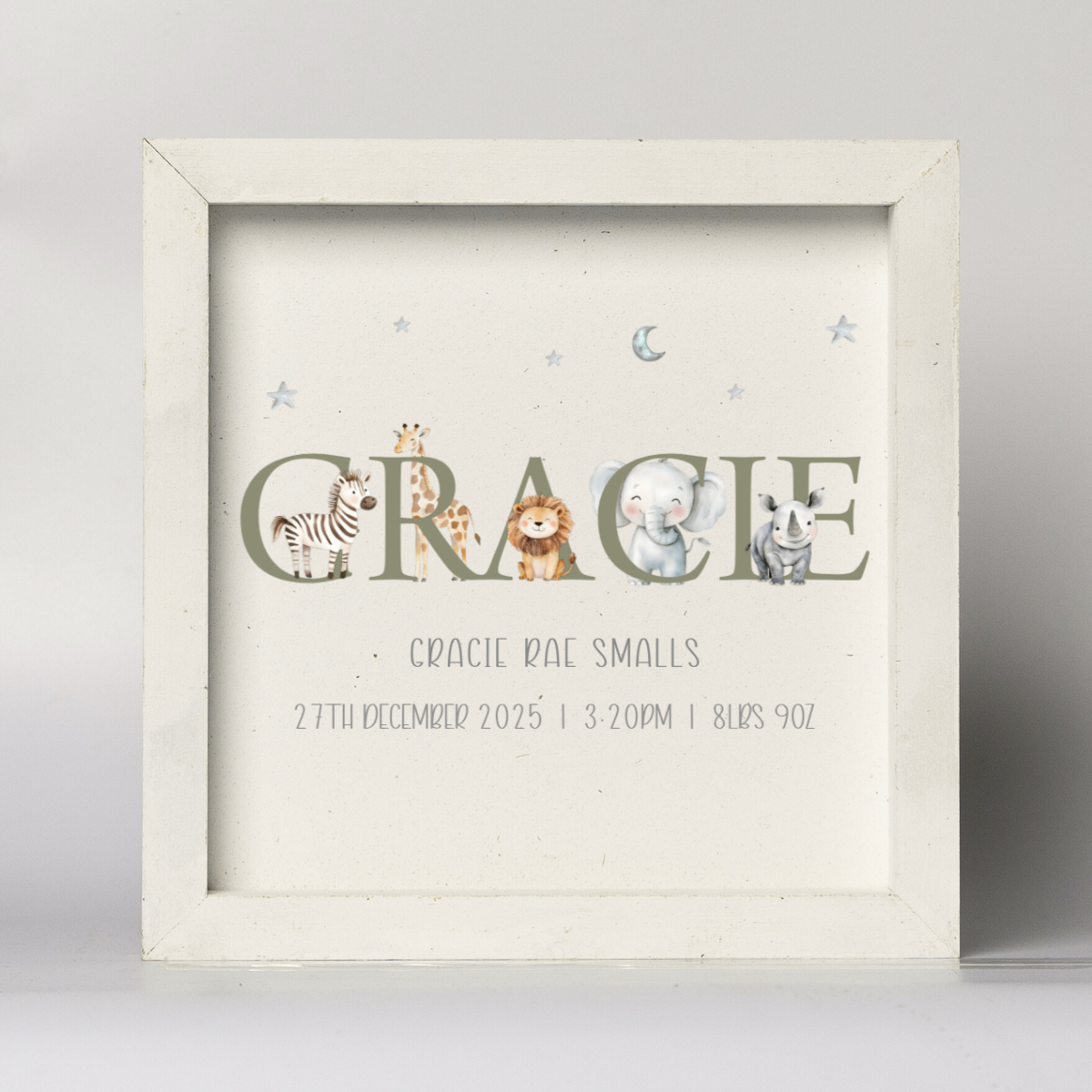 Customized Kids Wooden Sign With Watercolor Animals