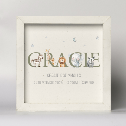 Customized Kids Wooden Sign With Watercolor Animals