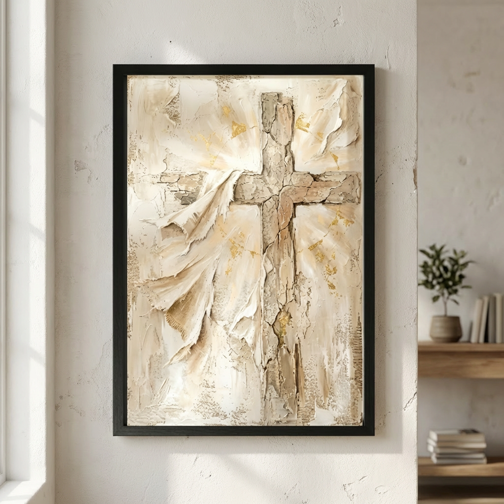 Easter Cross Wood Framed Art