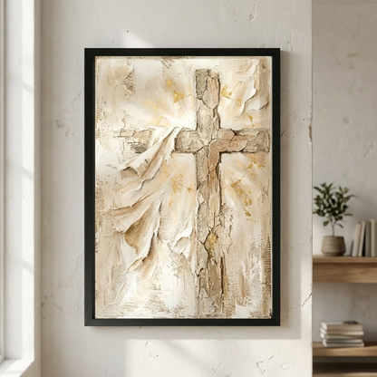 Easter Cross Wood Framed Art