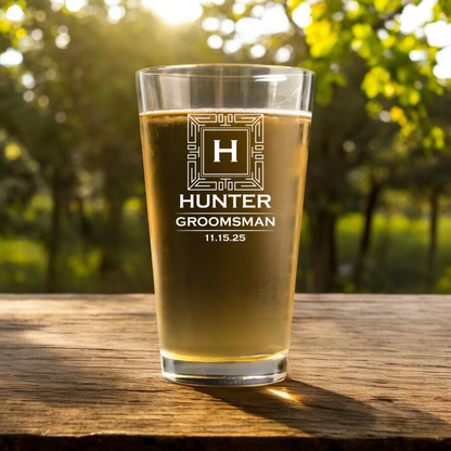 Customized Pint Glass - Wedding designs