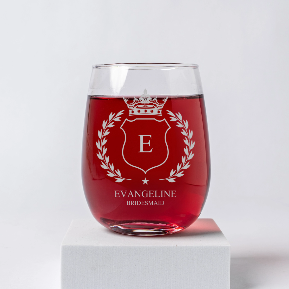 Custom Engraved Stemless Wine Glass - Bridesmaids, Groomsmen, Best Man