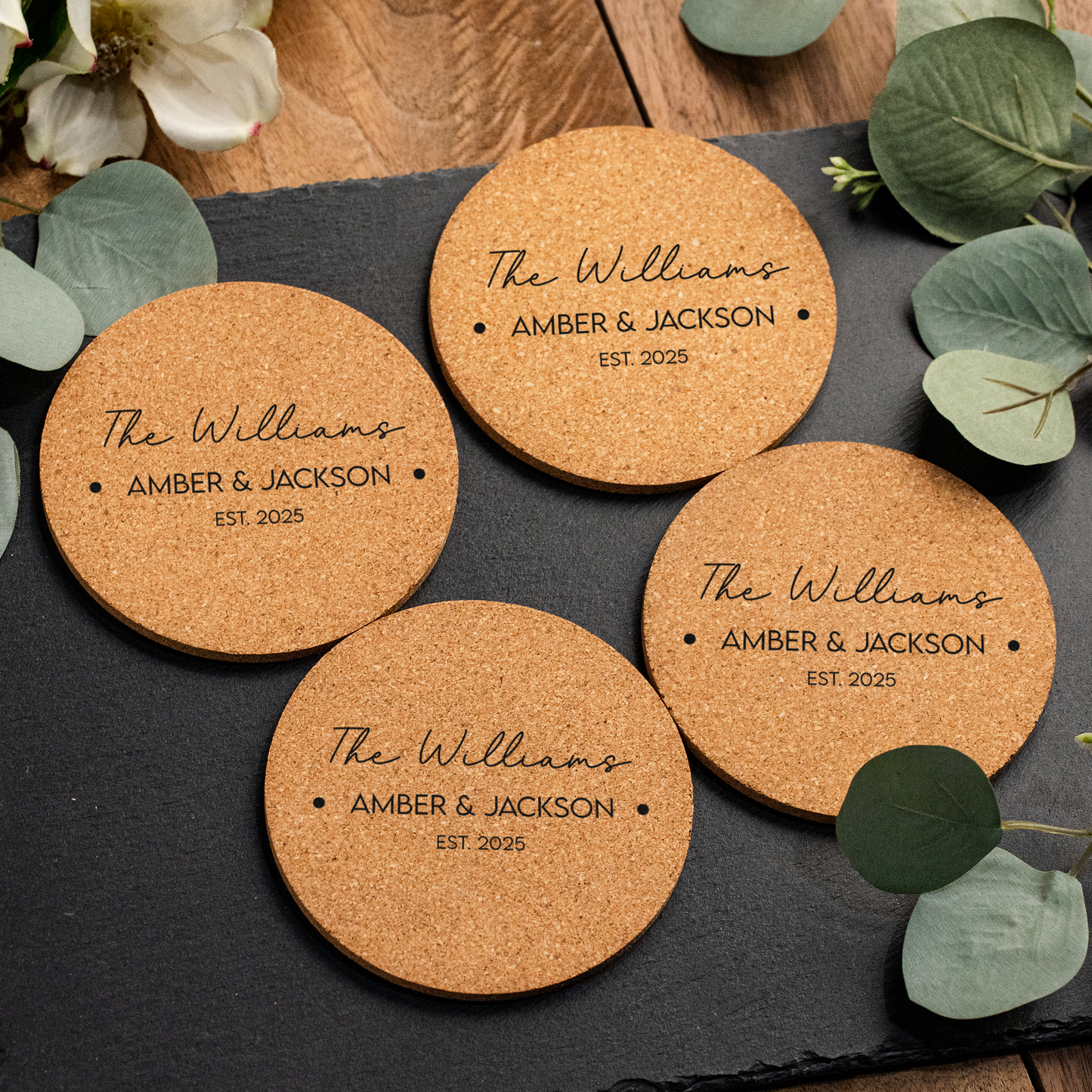 Customized Wedding Cork Coasters