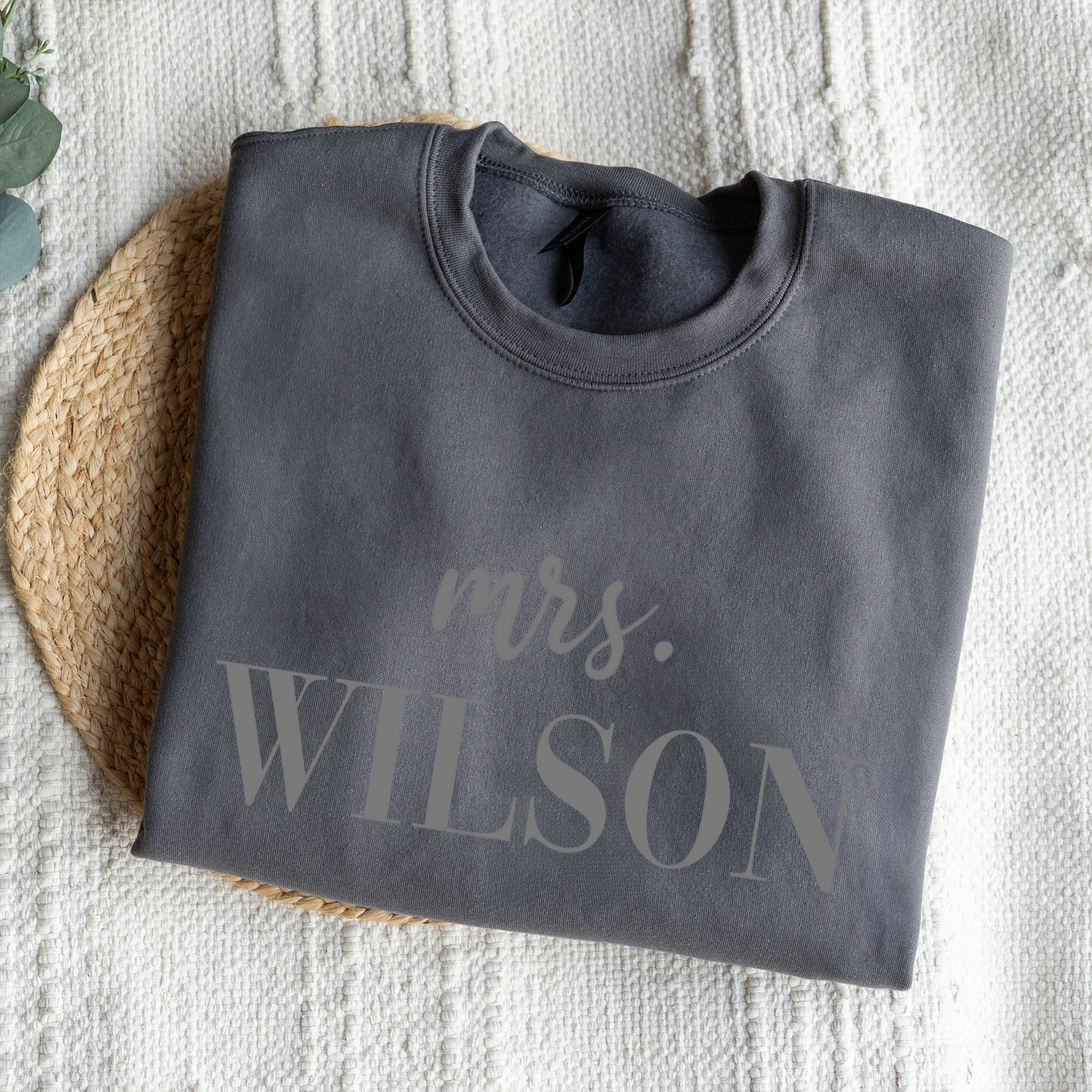 Customized Mrs. Sweatshirt with Initials on Sleeve