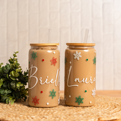Customized Snowflake Glass Cans