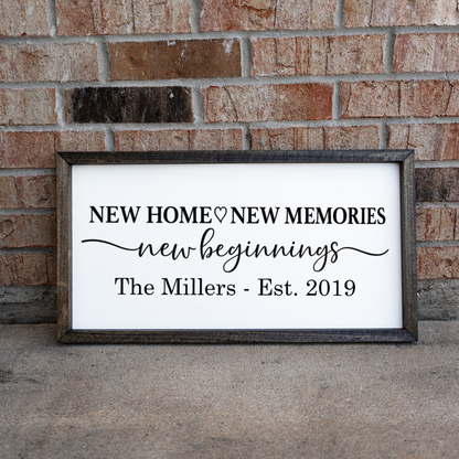 Customized New Home New Beginnings Wooden Sign