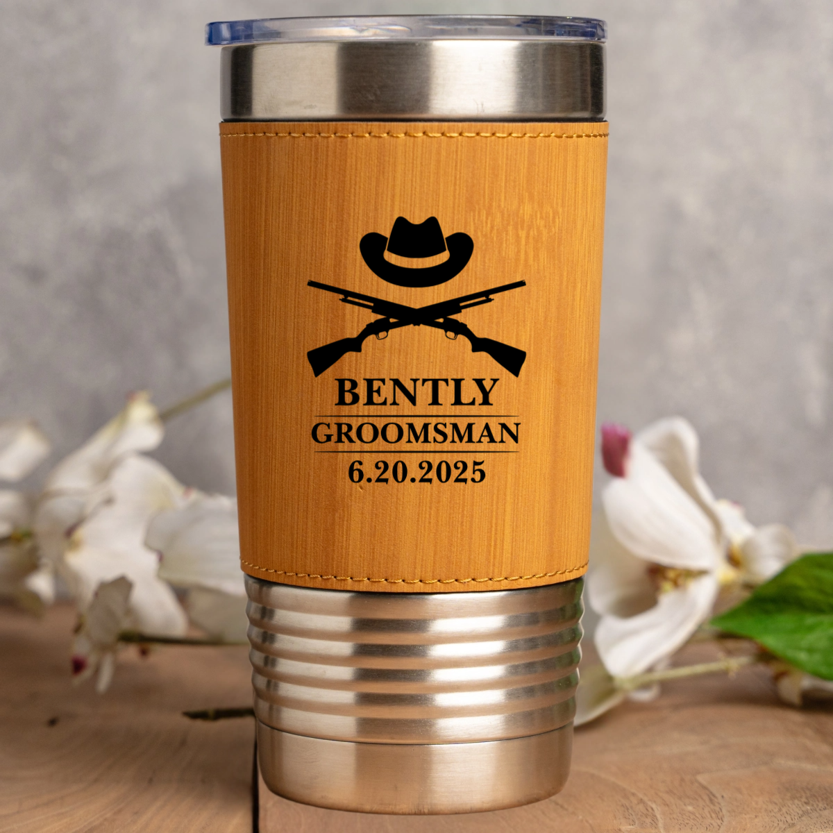 Customized Leather Wrapped Stainless Tumblers - Groomsmen, Bridesmaids, Best Man