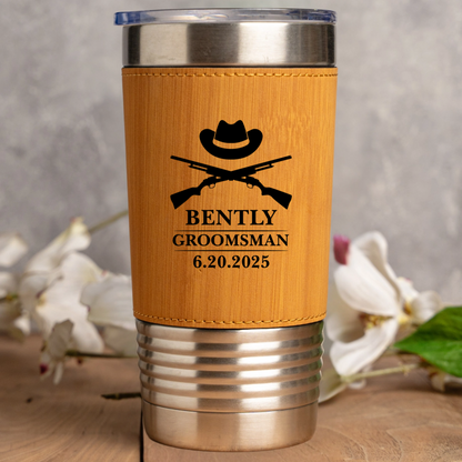 Customized Leather Wrapped Stainless Tumblers - Groomsmen, Bridesmaids, Best Man