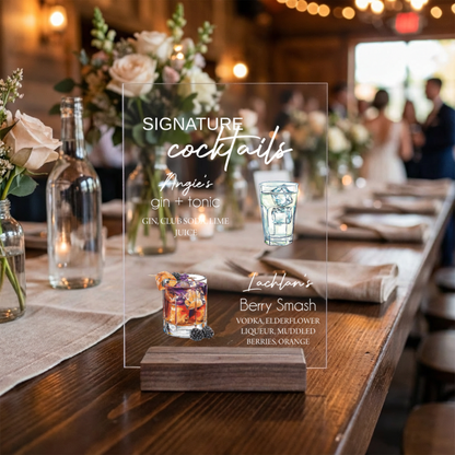 Customized Signature Cocktails Wedding Acrylic Sign