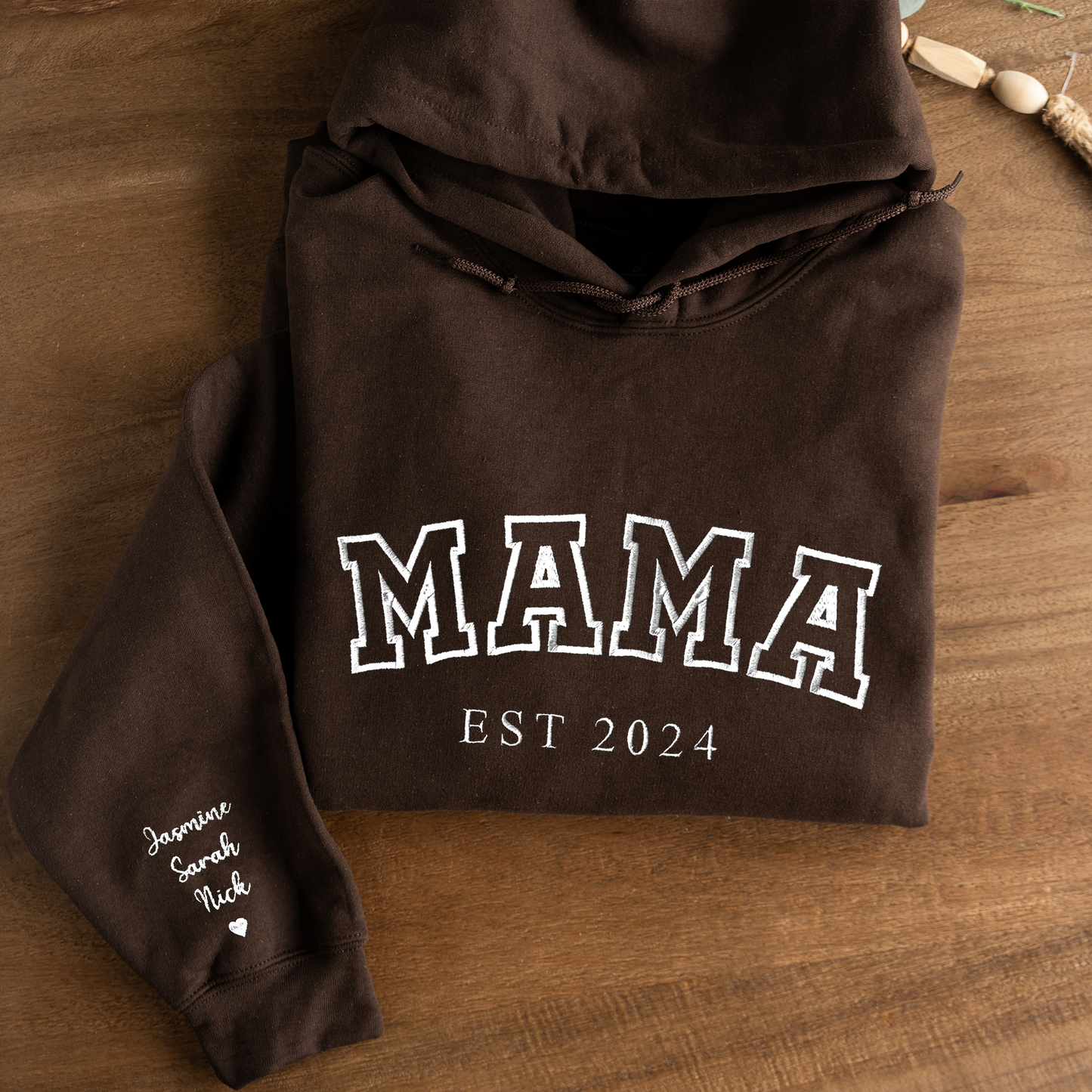 Customized Mama Hoodie with Names on Sleeve