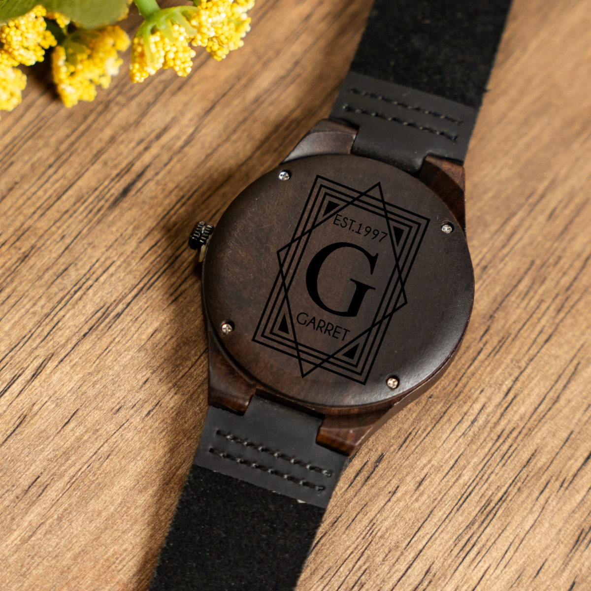 Customized Dark Brown Wood Watch - Signature Designs