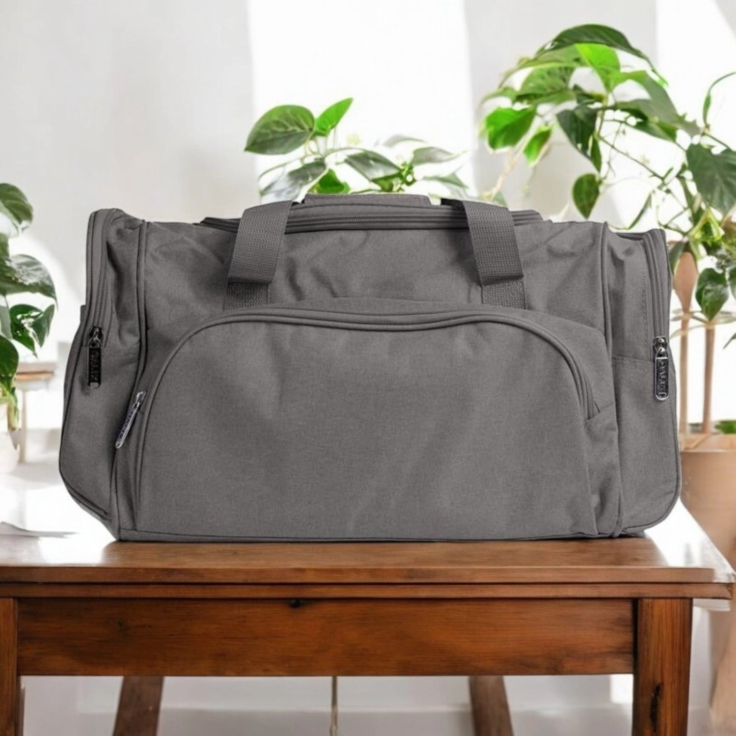 Customized Grey Duffle Bag