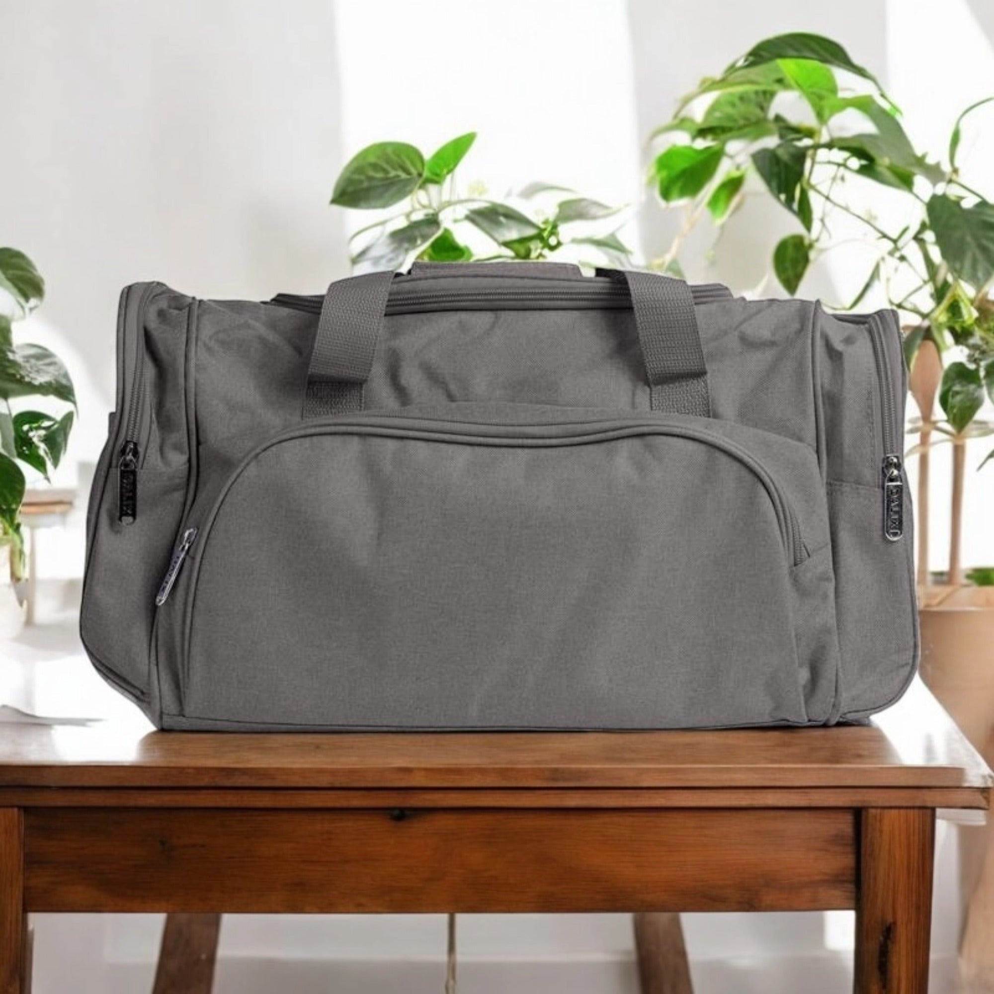 Customized Grey Duffle Bag