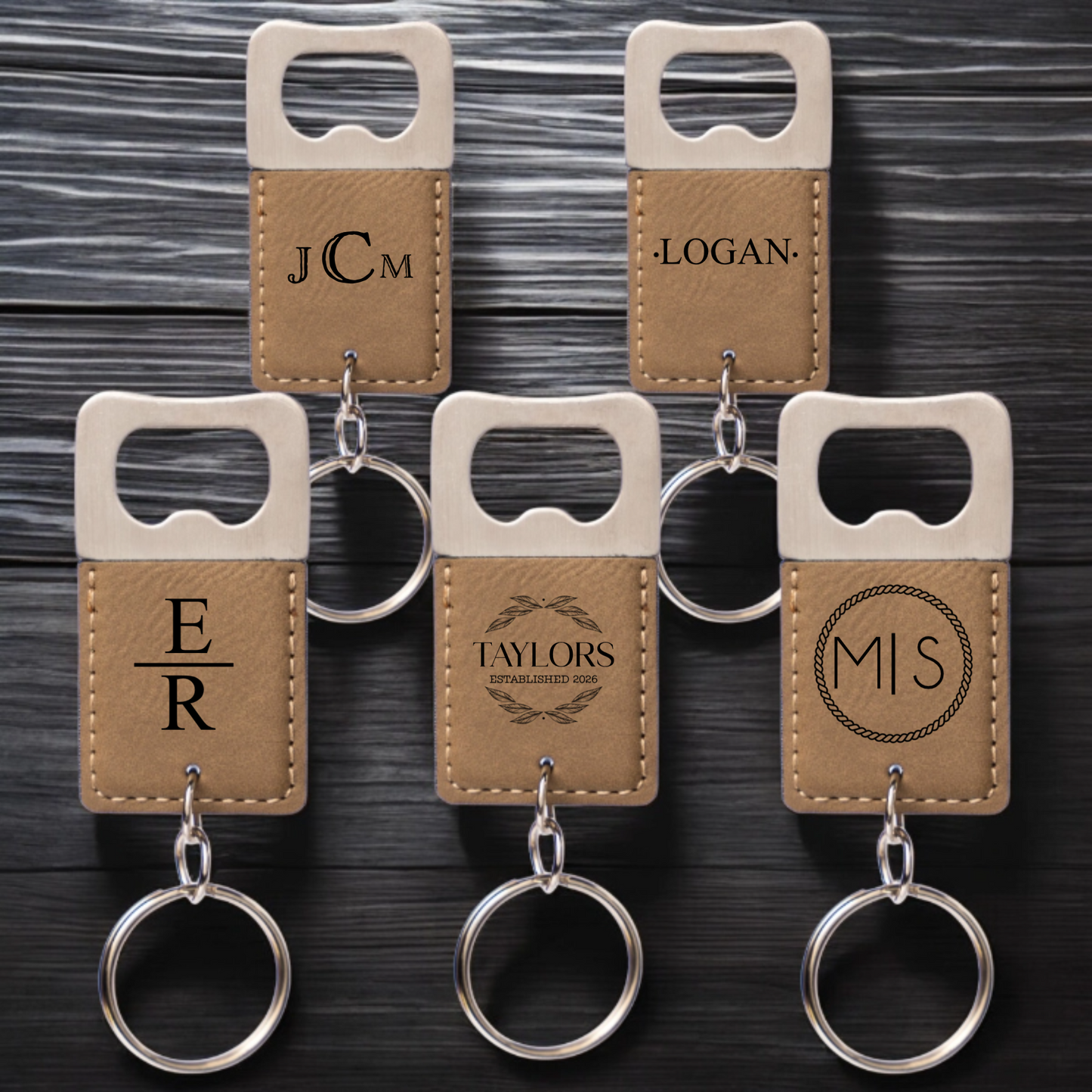 Set of 5 Personalized Keychain Bottle Openers - Signature Designs