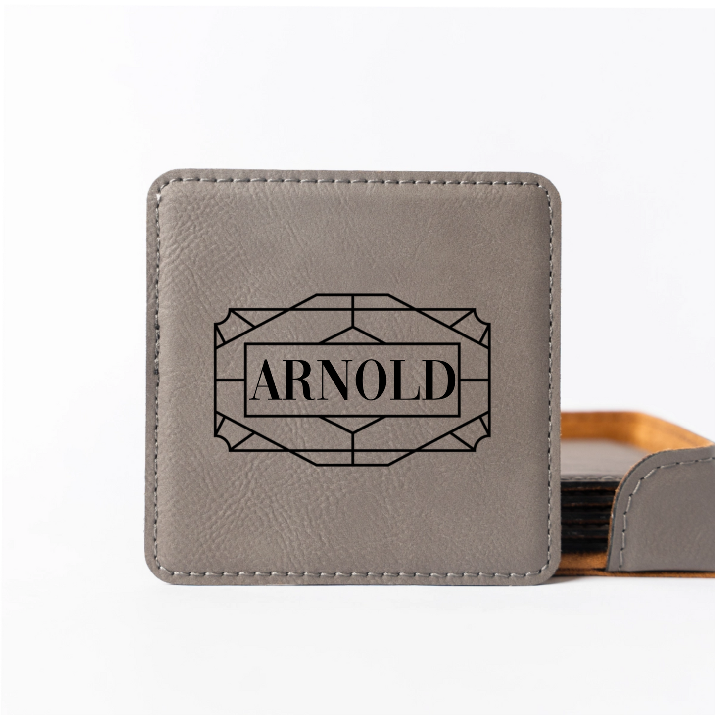 Customized Grey Square Coaster Set - Signature Designs