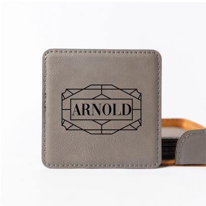 Customized Grey Square Coaster Set - Signature Designs