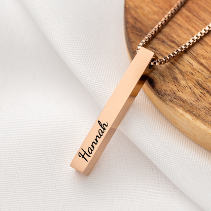 Custom Engraved Vertical Bar Necklace