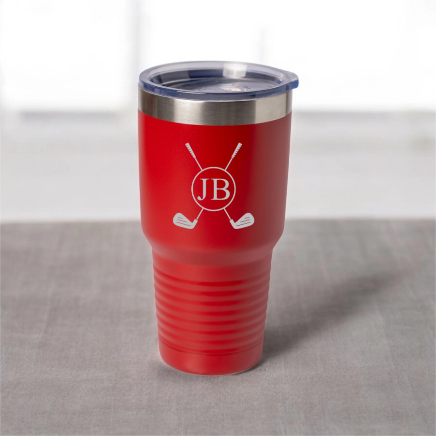 Customized 30oz Golf Tumbler with Silver Lip