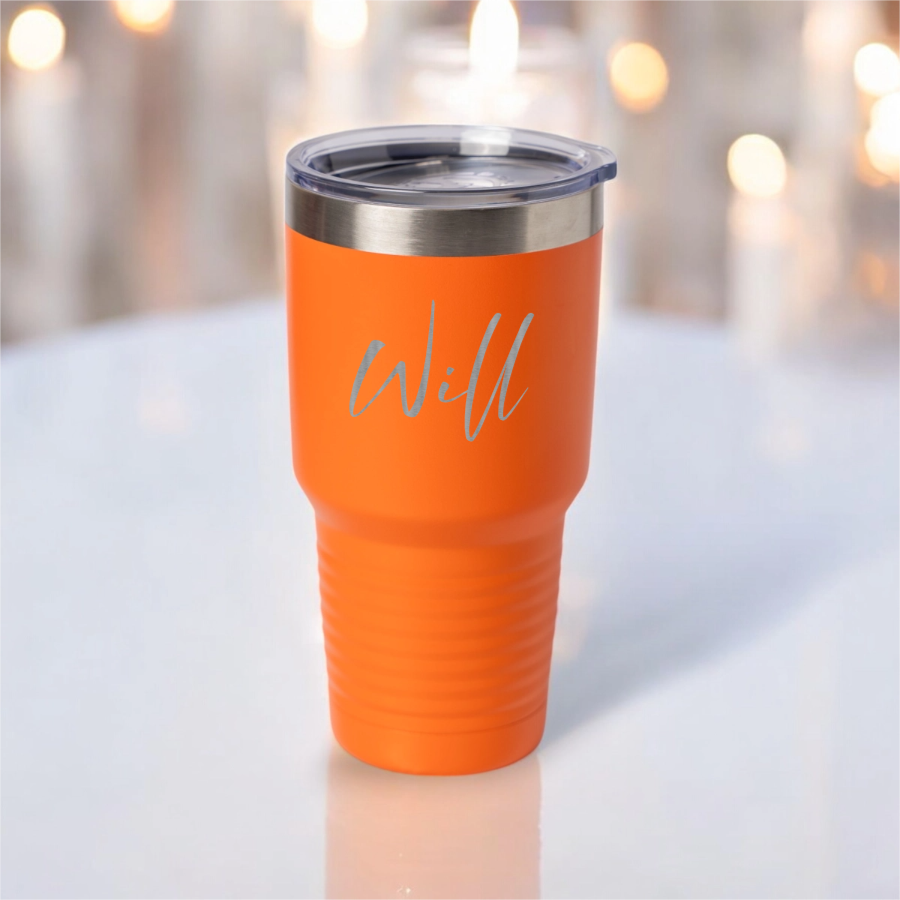 Customized 30oz Tumbler with Silver Lip - Script Font