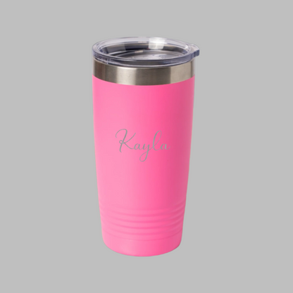 Customized Engraved 20oz Tumbler with Silver Lip - Script