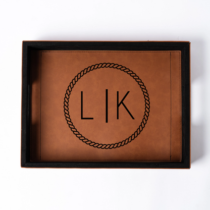 Customized Brown Leather Serving Tray - Signature Designs