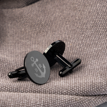 Customizable Round Black Cufflinks