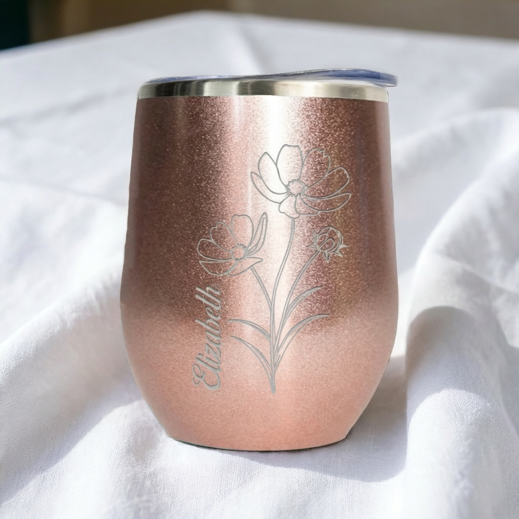 Customizable Birth Flower Wine Tumblers