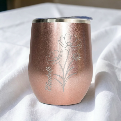 Customizable Birth Flower Wine Tumblers