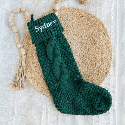 Custom Embroidered Cable Knit Christmas Stockings