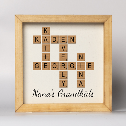 Customized Grandparents Crossword Puzzle Sign
