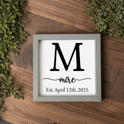 Customized Family Name Sign with Initial