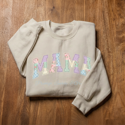 Customized Patchwork "MAMA" Crewneck