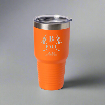 Customized 30oz Tumbler with Silver Lip - Groomsmen, Bridesmaids, Best Man
